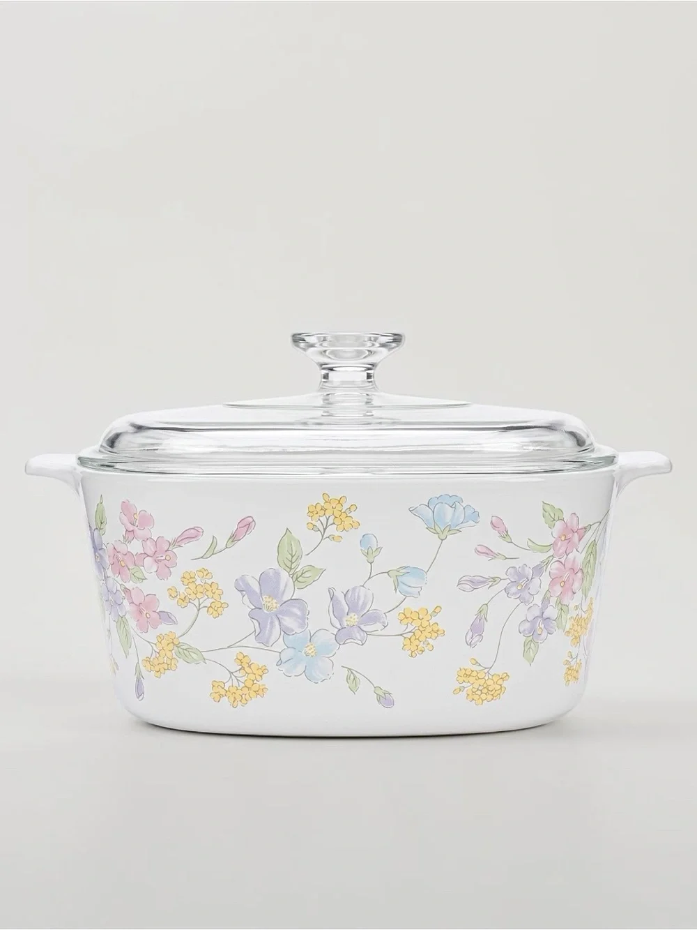 Vtg CorningWare Pastel Bouquet 3L Casserole Dish A-3-B w/ Pyrex Lid A-9-C Floral
